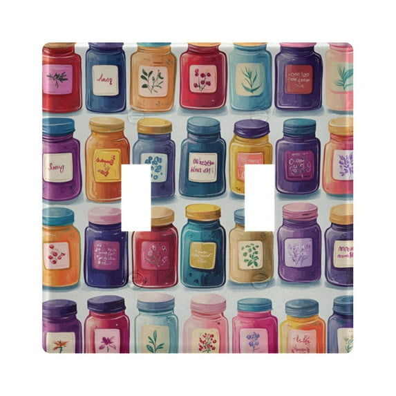 Yayeee Toggle Light Switch Wall Plate 2-Gang 4.56"x4.48" Decorative Outlet Cover, Blue Jam Jars