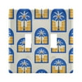 thumbnail image 1 of Yayeee Toggle Light Switch Wall Plate 2-Gang 4.56"x4.48" Decorative Outlet Cover, Blue Palm Tree Pattern, 1 of 7