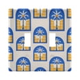 thumbnail image 1 of Yayeee Toggle Light Switch Wall Plate 2-Gang 4.56"x4.48" Decorative Outlet Cover, Blue Palm Tree Pattern, 1 of 7