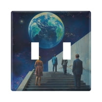 Yayeee Toggle Light Switch Wall Plate 2-Gang 4.56"x4.48" Decorative Outlet Cover, Blue Planet