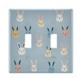thumbnail image 1 of Yayeee Toggle Light Switch Wall Plate 2-Gang 4.56"x4.48" Decorative Outlet Cover, Blue Rabbits, 1 of 7