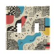 thumbnail image 1 of Yayeee Toggle Light Switch Wall Plate 2-Gang 4.56"x4.48" Decorative Outlet Cover, Blue Retro Print, 1 of 7