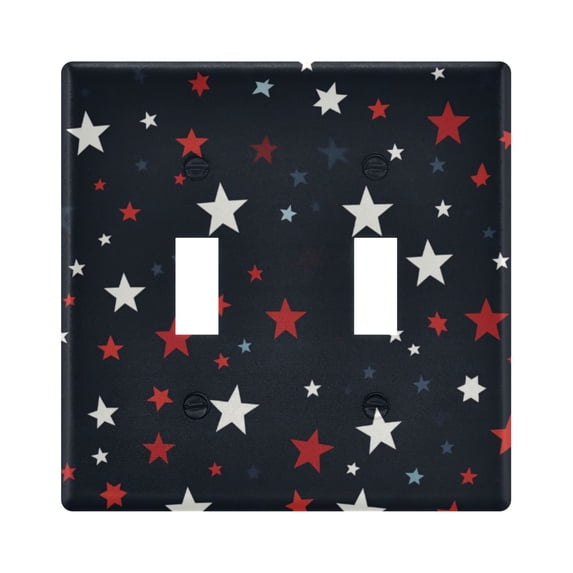 Yayeee Toggle Light Switch Wall Plate 2-Gang 4.56"x4.48" Decorative Outlet Cover, Blue Stars Pattern