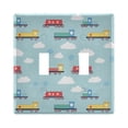 thumbnail image 1 of Yayeee Toggle Light Switch Wall Plate 2-Gang 4.56"x4.48" Decorative Outlet Cover, Blue Trains Pattern, 1 of 7