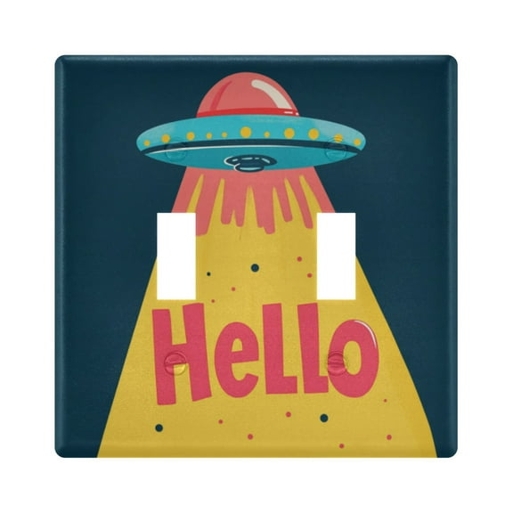 Yayeee Toggle Light Switch Wall Plate 2-Gang 4.56"x4.48" Decorative Outlet Cover, Blue UFO