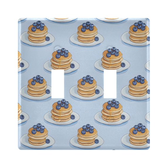 Yayeee Toggle Light Switch Wall Plate 2-Gang 4.56"x4.48" Decorative Outlet Cover, Blueberry Pancake Pattern