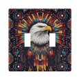 thumbnail image 1 of Yayeee Toggle Light Switch Wall Plate 2-Gang 4.56"x4.48" Decorative Outlet Cover, Brown Abstract Eagle, 1 of 7