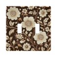 thumbnail image 1 of Yayeee Toggle Light Switch Wall Plate 2-Gang 4.56"x4.48" Decorative Outlet Cover, Brown Floral, 1 of 7