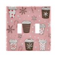 thumbnail image 1 of Yayeee Toggle Light Switch Wall Plate 2-Gang 4.56"x4.48" Decorative Outlet Cover, Brown Hand Drawn Cups, 1 of 7