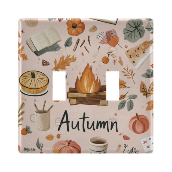 Yayeee Toggle Light Switch Wall Plate 2-Gang 4.56"x4.48" Decorative Outlet Cover, Campfire Pattern