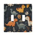 thumbnail image 1 of Yayeee Toggle Light Switch Wall Plate 2-Gang 4.56"x4.48" Decorative Outlet Cover, Cartoon Dinosaur, 1 of 7
