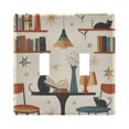 thumbnail image 1 of Yayeee Toggle Light Switch Wall Plate 2-Gang 4.56"x4.48" Decorative Outlet Cover, Cats Reading Pattern, 1 of 7