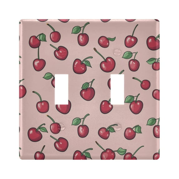 Yayeee Toggle Light Switch Wall Plate 2-Gang 4.56"x4.48" Decorative Outlet Cover, Cherries Pattern