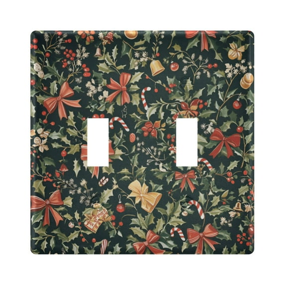 Yayeee Toggle Light Switch Wall Plate 2-Gang 4.56"x4.48" Decorative Outlet Cover, Christmas Bows