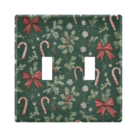 Yayeee Toggle Light Switch Wall Plate 2-Gang 4.56"x4.48" Decorative Outlet Cover, Christmas Candy Cane