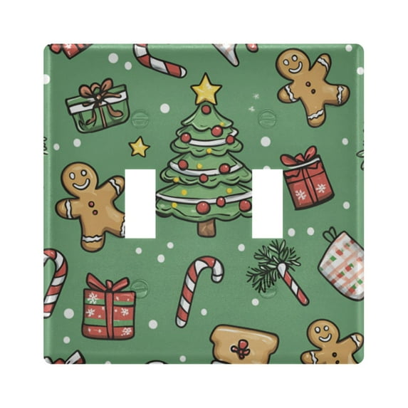 Yayeee Toggle Light Switch Wall Plate 2-Gang 4.56"x4.48" Decorative Outlet Cover, Christmas Cookies