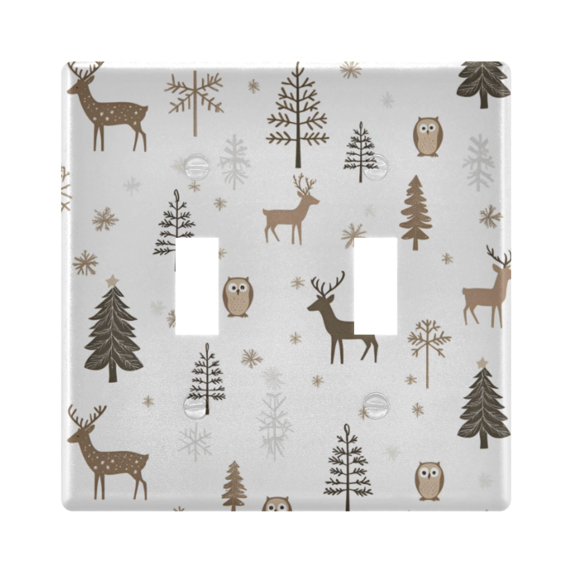 Yayeee Toggle Light Switch Wall Plate 2-Gang 4.56"x4.48" Decorative Outlet Cover, Christmas Forest