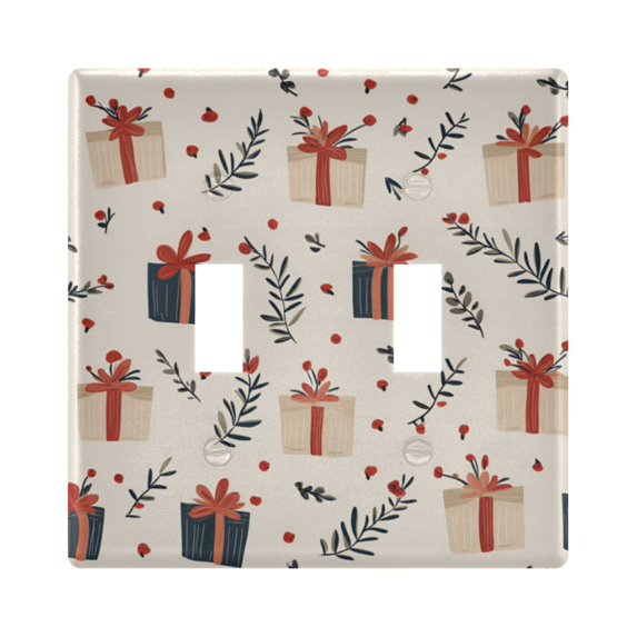 Yayeee Toggle Light Switch Wall Plate 2-Gang 4.56"x4.48" Decorative Outlet Cover, Christmas Gift Pattern