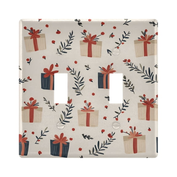 Yayeee Toggle Light Switch Wall Plate 2-Gang 4.56"x4.48" Decorative Outlet Cover, Christmas Box Pattern