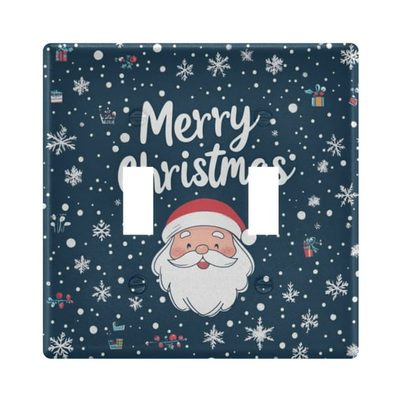 Yayeee Toggle Light Switch Wall Plate 2-Gang 4.56"x4.48" Decorative Outlet Cover, Christmas Santa