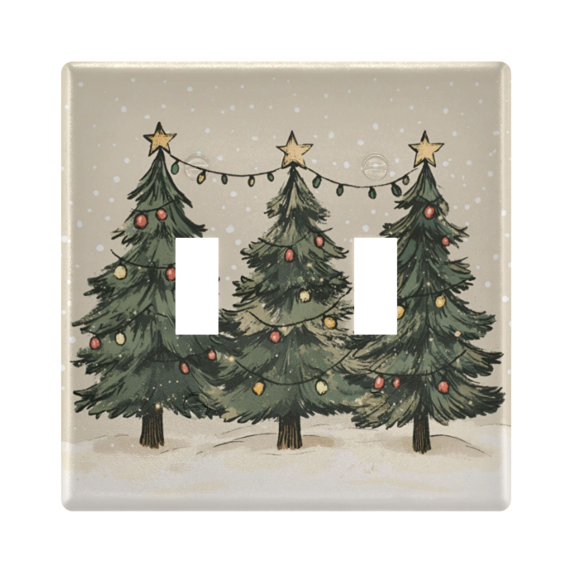 Yayeee Toggle Light Switch Wall Plate 2-Gang 4.56"x4.48" Decorative Outlet Cover, Christmas Stars