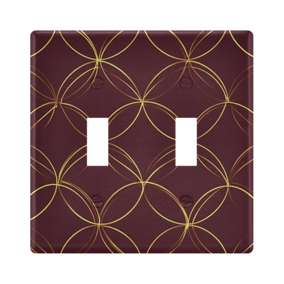Yayeee Toggle Light Switch Wall Plate 2-Gang 4.56"x4.48" Decorative Outlet Cover, Circular Gold Pattern