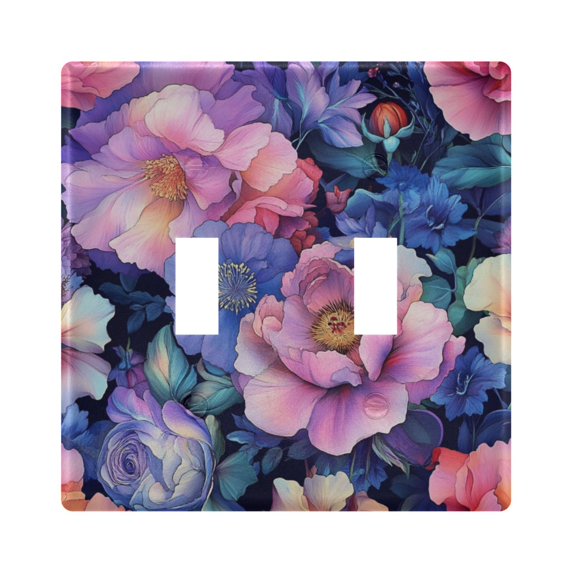Yayeee Toggle Light Switch Wall Plate 2-Gang 4.56"x4.48" Decorative Outlet Cover, Colorful Art Flowers