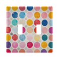 thumbnail image 1 of Yayeee Toggle Light Switch Wall Plate 2-Gang 4.56"x4.48" Decorative Outlet Cover, Colorful Circles, 1 of 7