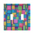 thumbnail image 1 of Yayeee Toggle Light Switch Wall Plate 2-Gang 4.56"x4.48" Decorative Outlet Cover, Colorful Geometric Pattern, 1 of 7