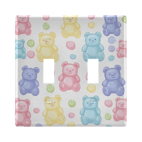 Yayeee Toggle Light Switch Wall Plate 2-Gang 4.56"x4.48" Decorative Outlet Cover, Colorful Gummy Bears Pattern