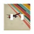 thumbnail image 1 of Yayeee Toggle Light Switch Wall Plate 2-Gang 4.56"x4.48" Decorative Outlet Cover, Colorful Plane Stripes, 1 of 7