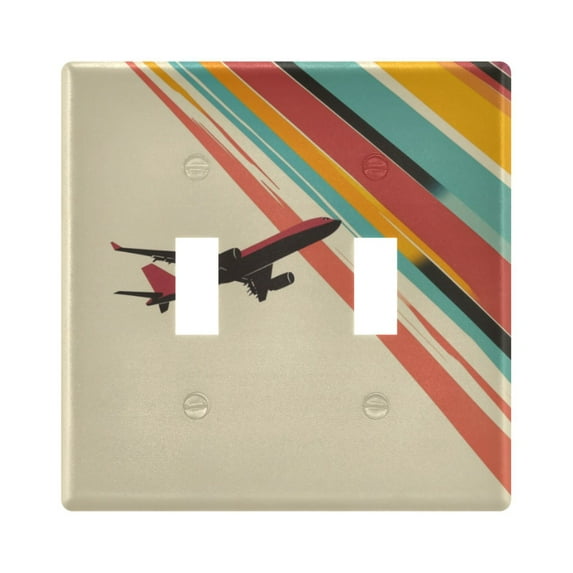 Yayeee Toggle Light Switch Wall Plate 2-Gang 4.56"x4.48" Decorative Outlet Cover, Colorful Plane Stripes