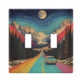 thumbnail image 1 of Yayeee Toggle Light Switch Wall Plate 2-Gang 4.56"x4.48" Decorative Outlet Cover, Colorful Road, 1 of 7