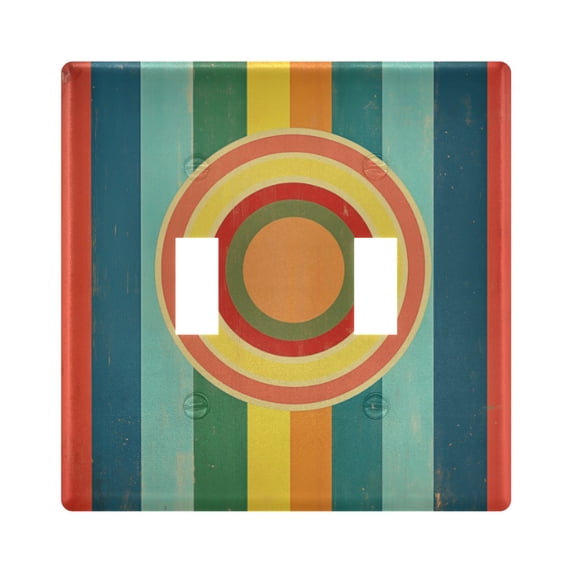 Yayeee Toggle Light Switch Wall Plate 2-Gang 4.56"x4.48" Decorative Outlet Cover, Colorful Stripes