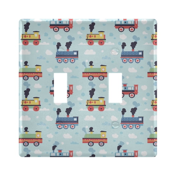 Yayeee Toggle Light Switch Wall Plate 2-Gang 4.56"x4.48" Decorative Outlet Cover, Colorful Trains