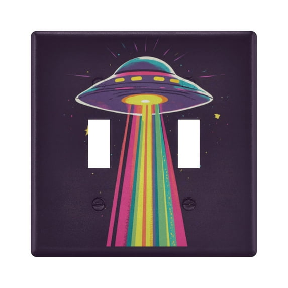 Yayeee Toggle Light Switch Wall Plate 2-Gang 4.56"x4.48" Decorative Outlet Cover, Colorful UFO