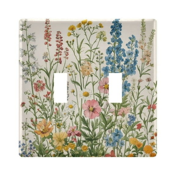 Yayeee Toggle Light Switch Wall Plate 2-Gang 4.56"x4.48" Decorative Outlet Cover, Colorful Wildflowers