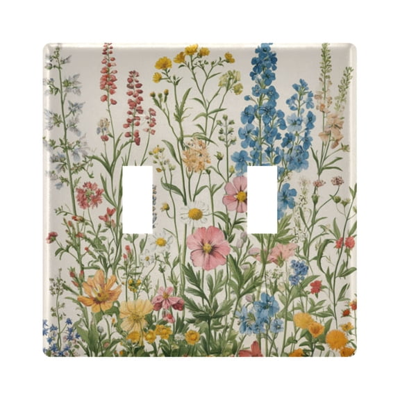 Yayeee Toggle Light Switch Wall Plate 2-Gang 4.56"x4.48" Decorative Outlet Cover, Colorful Wildflowers