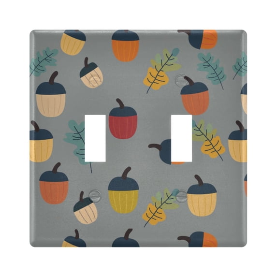 Yayeee Toggle Light Switch Wall Plate 2-Gang 4.56"x4.48" Decorative Outlet Cover, Cute Acorns Pattern