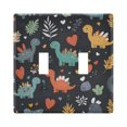 thumbnail image 1 of Yayeee Toggle Light Switch Wall Plate 2-Gang 4.56"x4.48" Decorative Outlet Cover, Cute Dinosaur, 1 of 7
