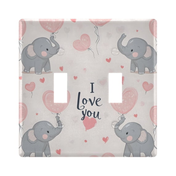 Yayeee Toggle Light Switch Wall Plate 2-Gang 4.56"x4.48" Decorative Outlet Cover, Cute Elephant