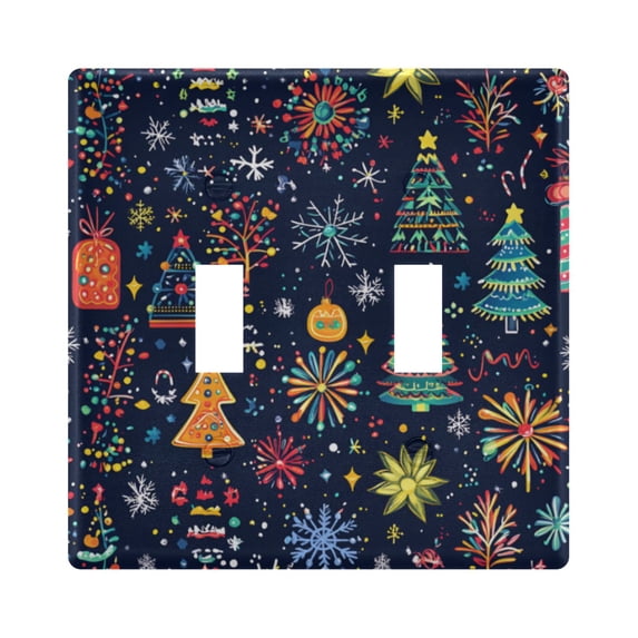 Yayeee Toggle Light Switch Wall Plate 2-Gang 4.56"x4.48" Decorative Outlet Cover, Dark Blue Christmas