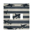 thumbnail image 1 of Yayeee Toggle Light Switch Wall Plate 2-Gang 4.56"x4.48" Decorative Outlet Cover, Dark Sharks, 1 of 7