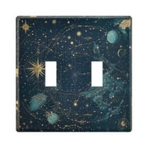 Yayeee Toggle Light Switch Wall Plate 2-Gang 4.56"x4.48" Decorative Outlet Cover, Dark Star Map