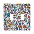 thumbnail image 1 of Yayeee Toggle Light Switch Wall Plate 2-Gang 4.56"x4.48" Decorative Outlet Cover, Doodle Pattern, 1 of 7