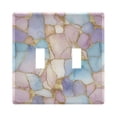 thumbnail image 1 of Yayeee Toggle Light Switch Wall Plate 2-Gang 4.56"x4.48" Decorative Outlet Cover, Elegant Marble Pattern, 1 of 7