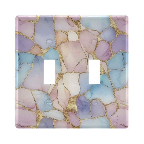 Yayeee Toggle Light Switch Wall Plate 2-Gang 4.56"x4.48" Decorative Outlet Cover, Elegant Marble Pattern
