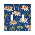 thumbnail image 1 of Yayeee Toggle Light Switch Wall Plate 2-Gang 4.56"x4.48" Decorative Outlet Cover, Elephants with Palm Trees Pattern, 1 of 7