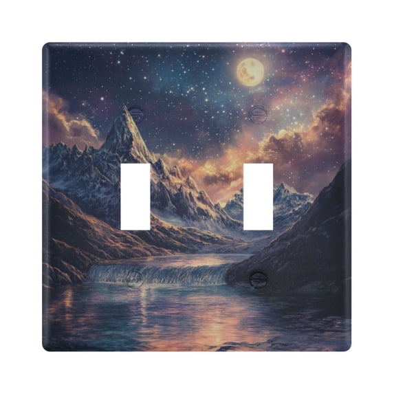 Yayeee Toggle Light Switch Wall Plate 2-Gang 4.56"x4.48" Decorative Outlet Cover, Ethereal Mountain