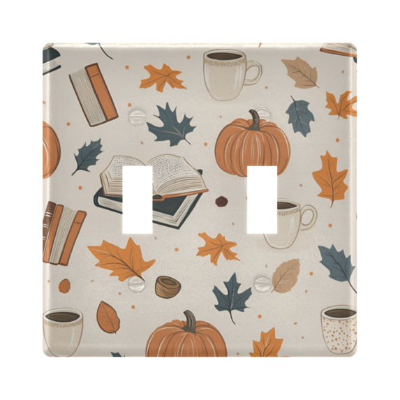 Yayeee Toggle Light Switch Wall Plate 2-Gang 4.56"x4.48" Decorative Outlet Cover, Fall Books